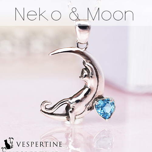 猫と月のネックレス